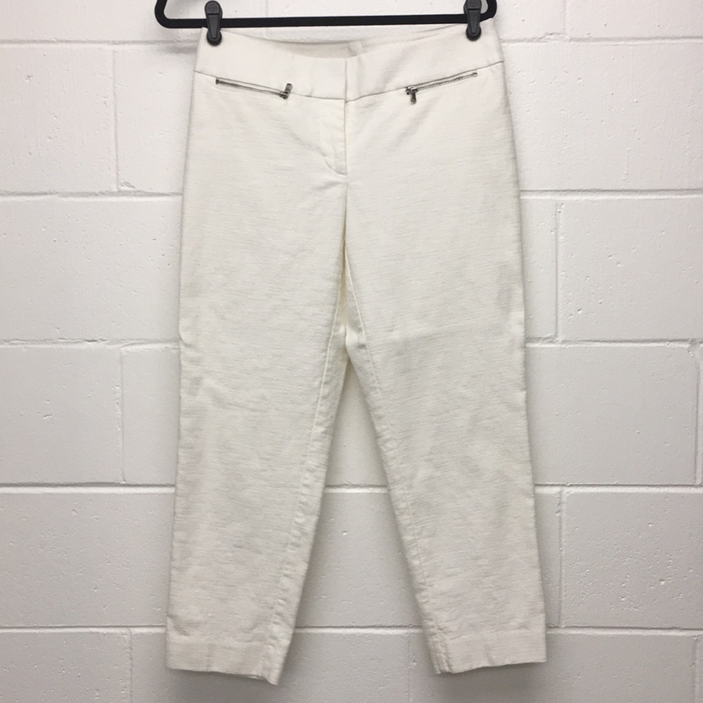 White textured Julie cropped Loft pants